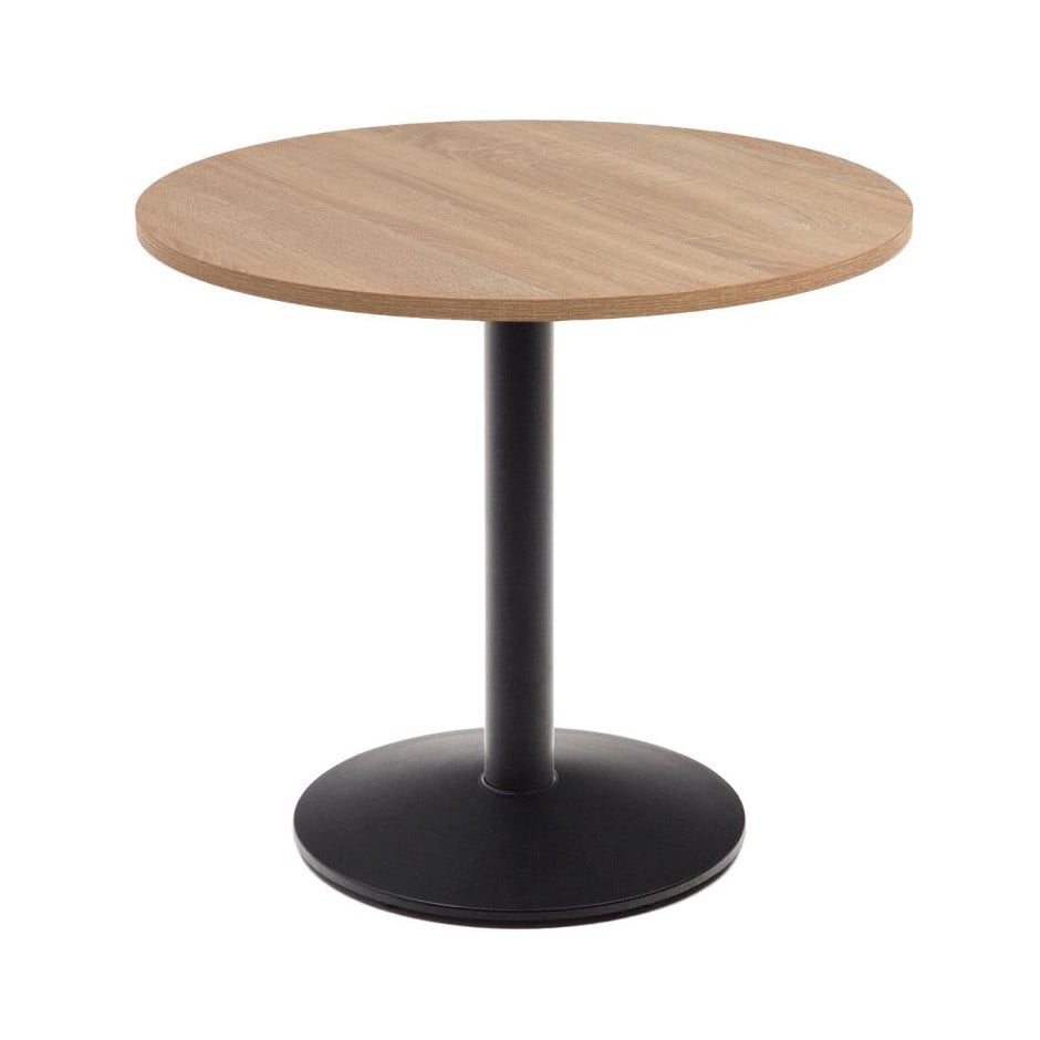 Masa dining exterior maro deschis/neagra din metal 90 cm Esilda Kave Home