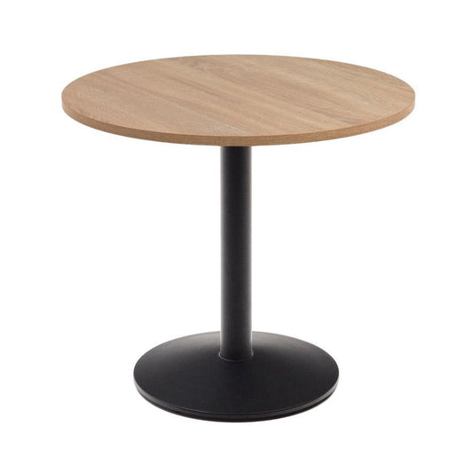 Masa dining exterior maro deschis/neagra din metal 90 cm Esilda Kave Home