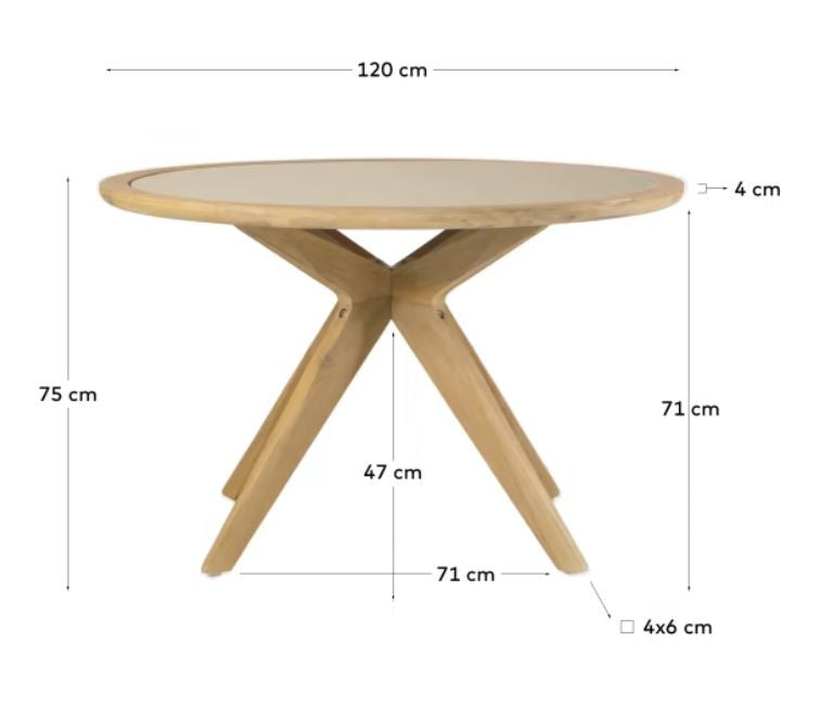 Masa dining exterior maro din ciment 120 cm Julieta Kave Home