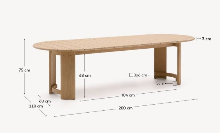Masa dining exterior maro din lemn 110x280 cm Xoriguer Kave Home