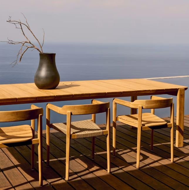 Masa dining exterior maro din lemn 112x280 cm Icaro Kave Home