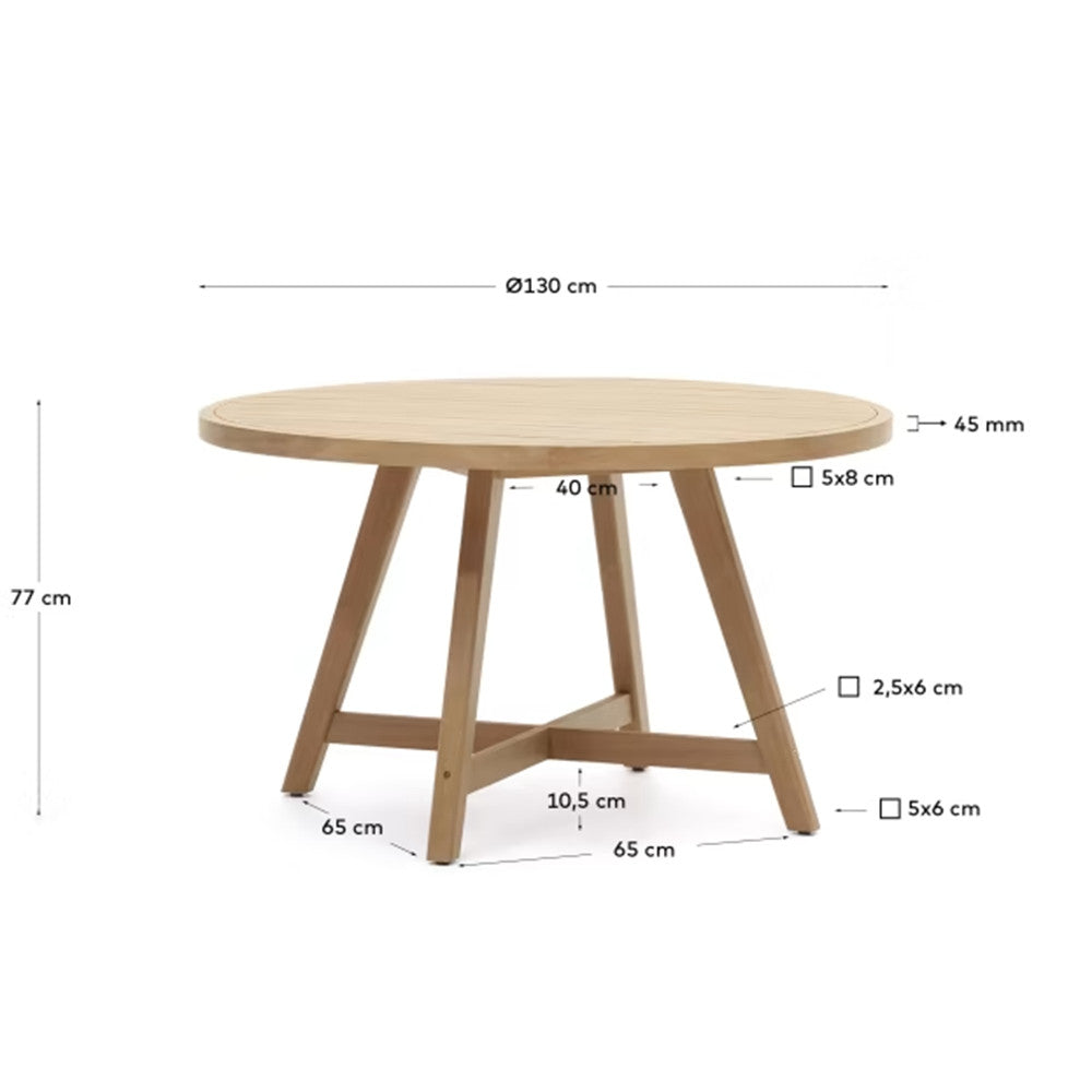 Masa dining exterior maro din lemn 130 cm Urgell Kave Home