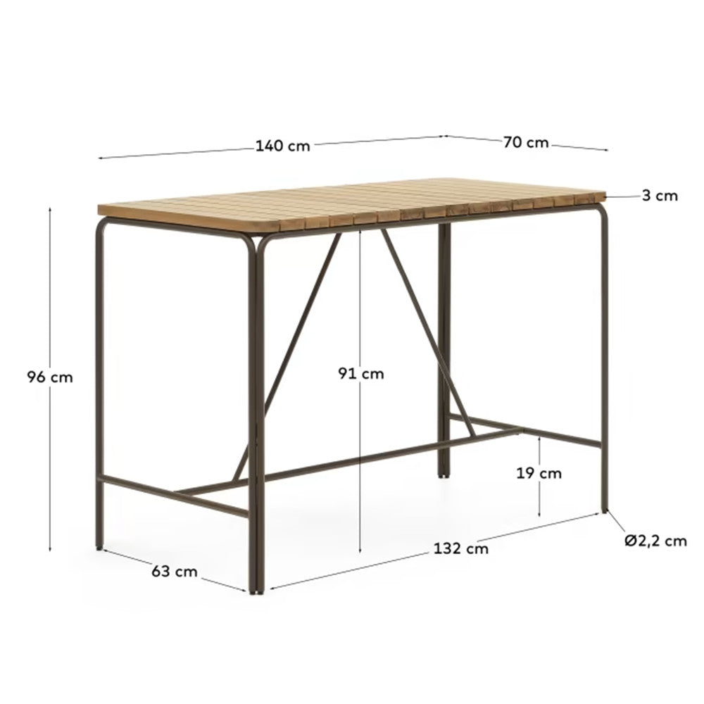 Masa dining exterior maro din lemn 70x140 cm Salguer Kave Home