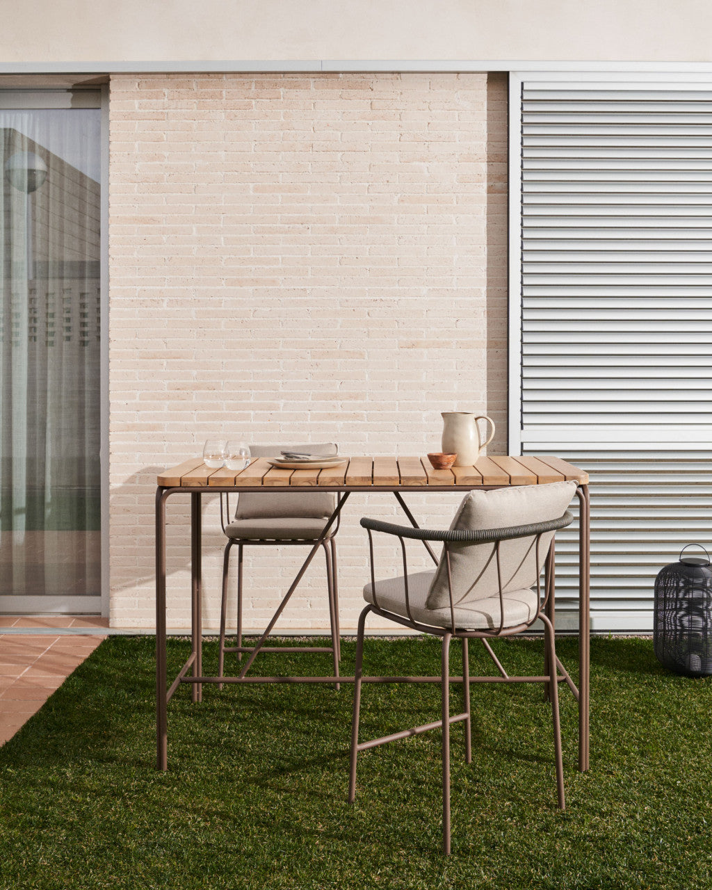 Masa dining exterior maro din lemn 70x140 cm Salguer Kave Home