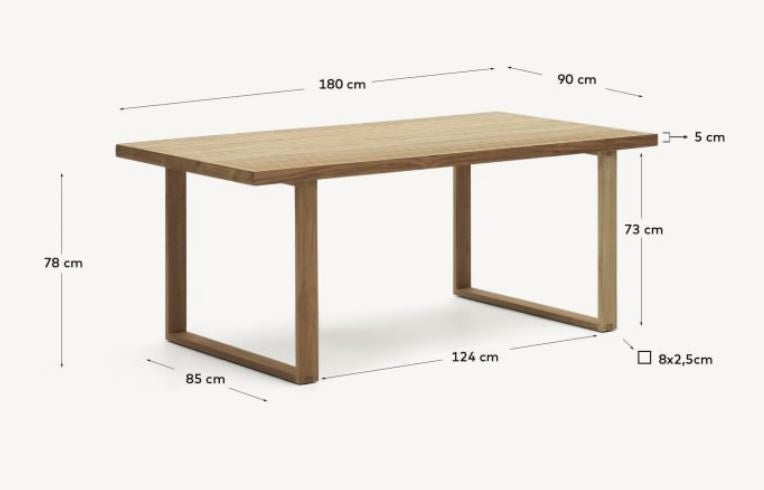 Masa dining exterior maro din lemn 90x180 cm Canadell Kave Home