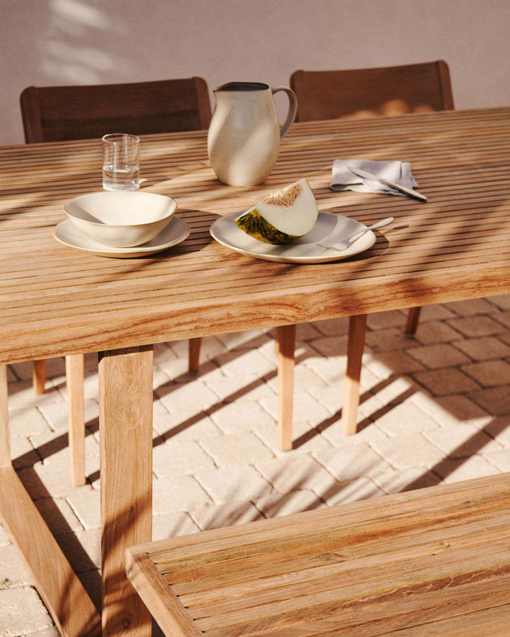 Masa dining exterior maro din lemn 90x180 cm Canadell Kave Home