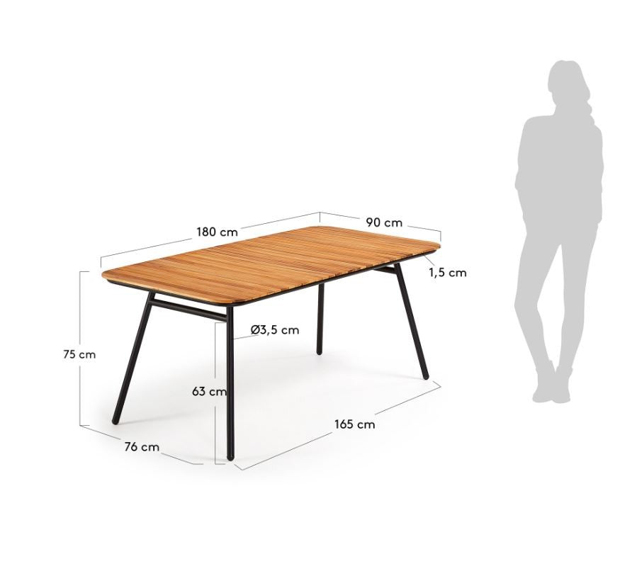 Masa dining exterior maro din lemn 90x180 cm Soumaya Kave Home
