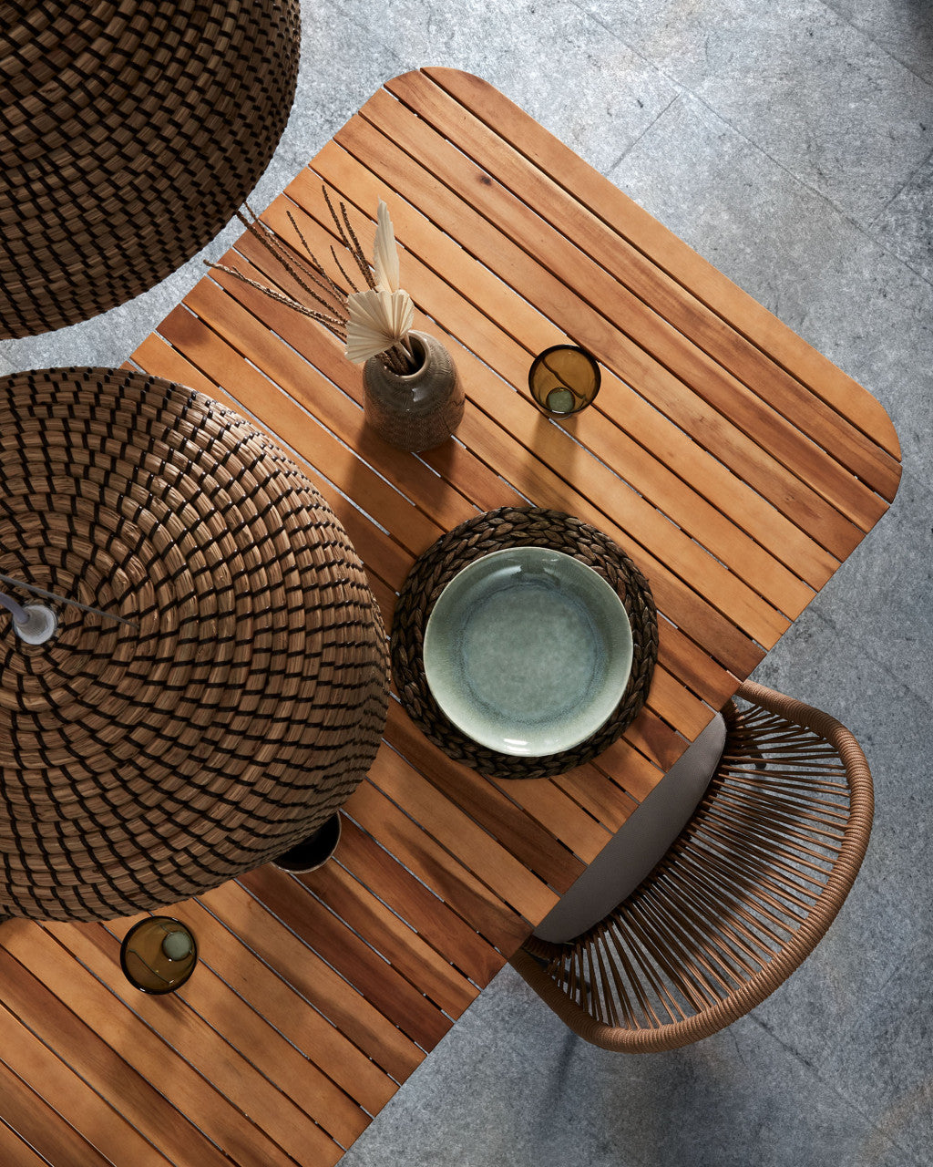 Masa dining exterior maro din lemn 90x180 cm Soumaya Kave Home