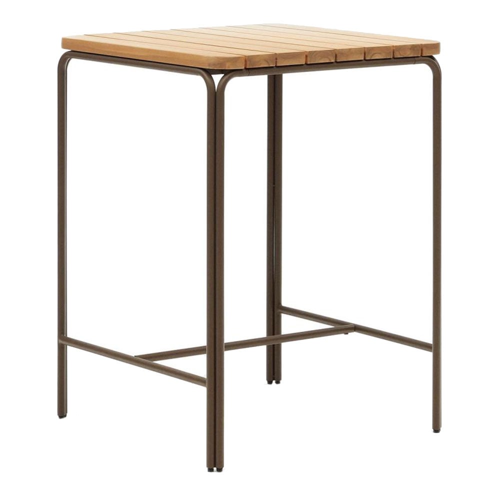 Masa dining exterior maro din lemn si metal 70x70 cm Salguer Kave Home