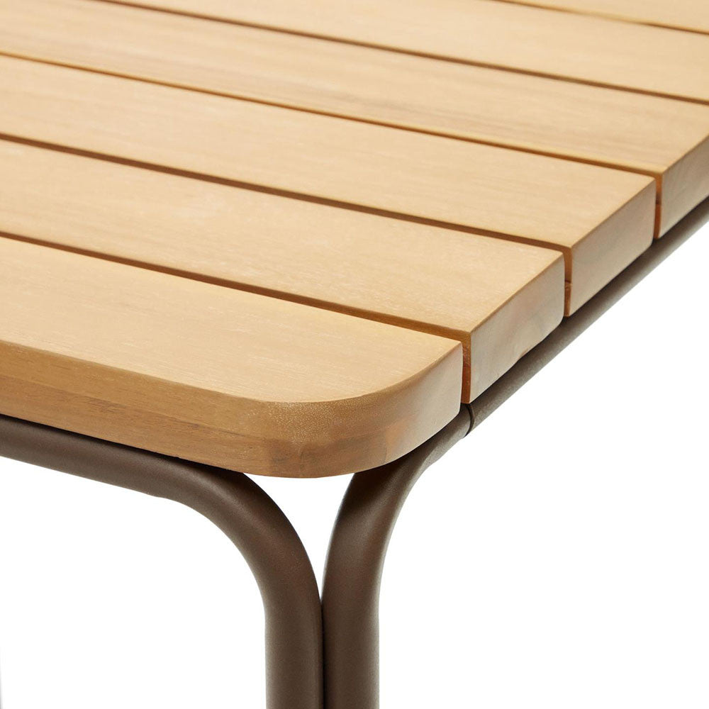 Masa dining exterior maro din lemn si metal 70x70 cm Salguer Kave Home