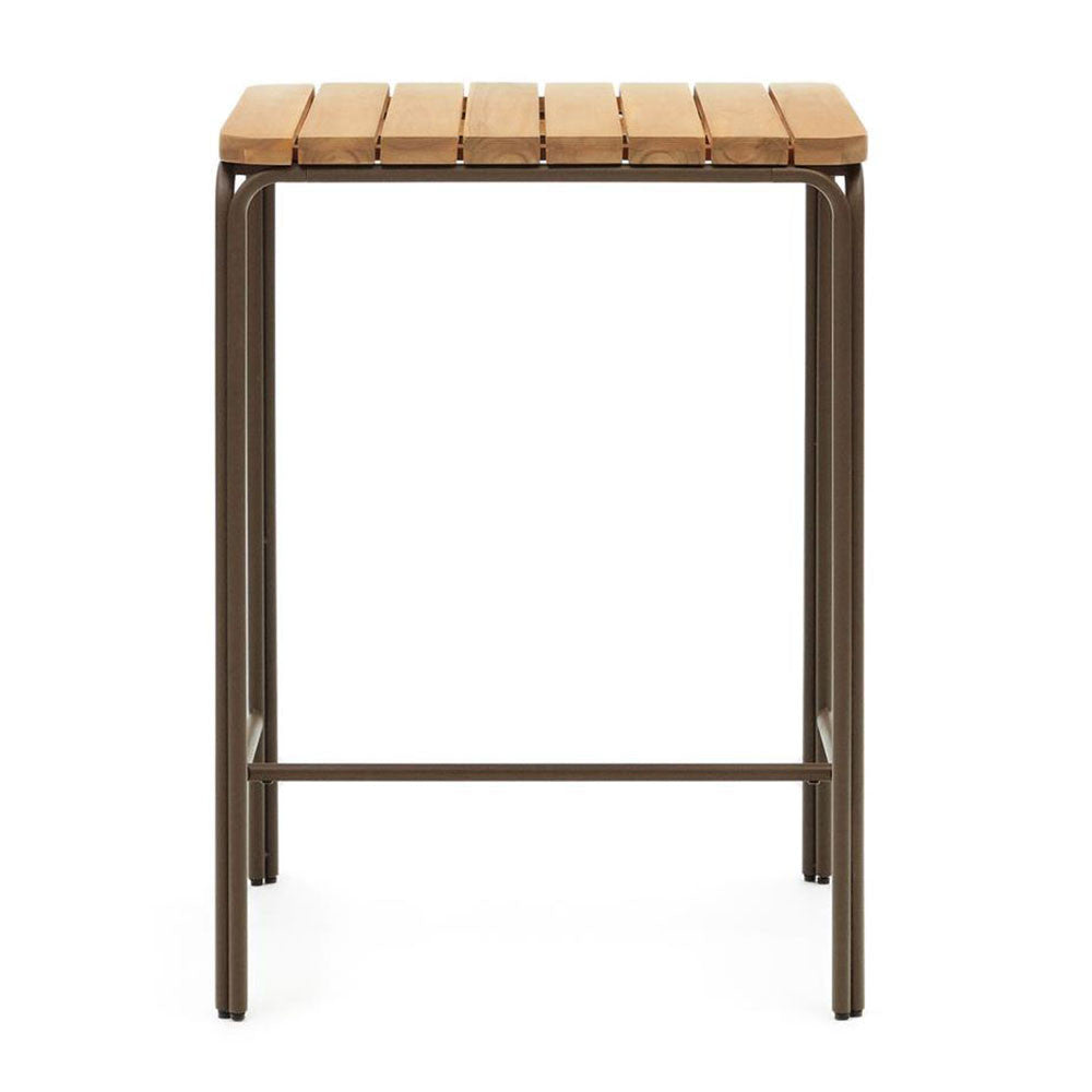 Masa dining exterior maro din lemn si metal 70x70 cm Salguer Kave Home