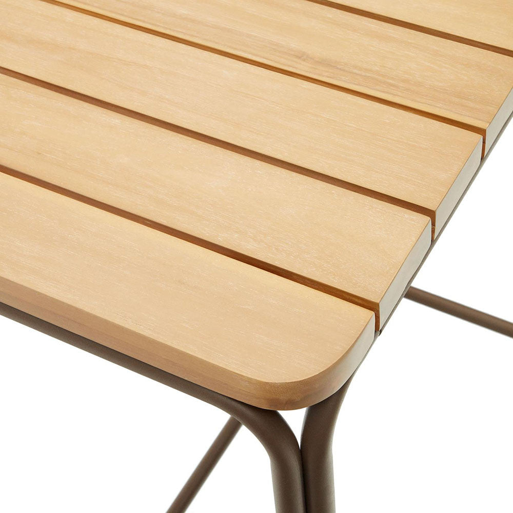 Masa dining exterior maro din lemn si metal 70x70 cm Salguer Kave Home