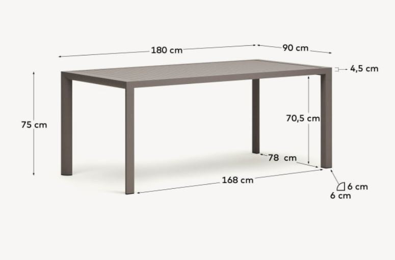 Masa dining exterior maro din metal 90x180 cm Culip Kave Home