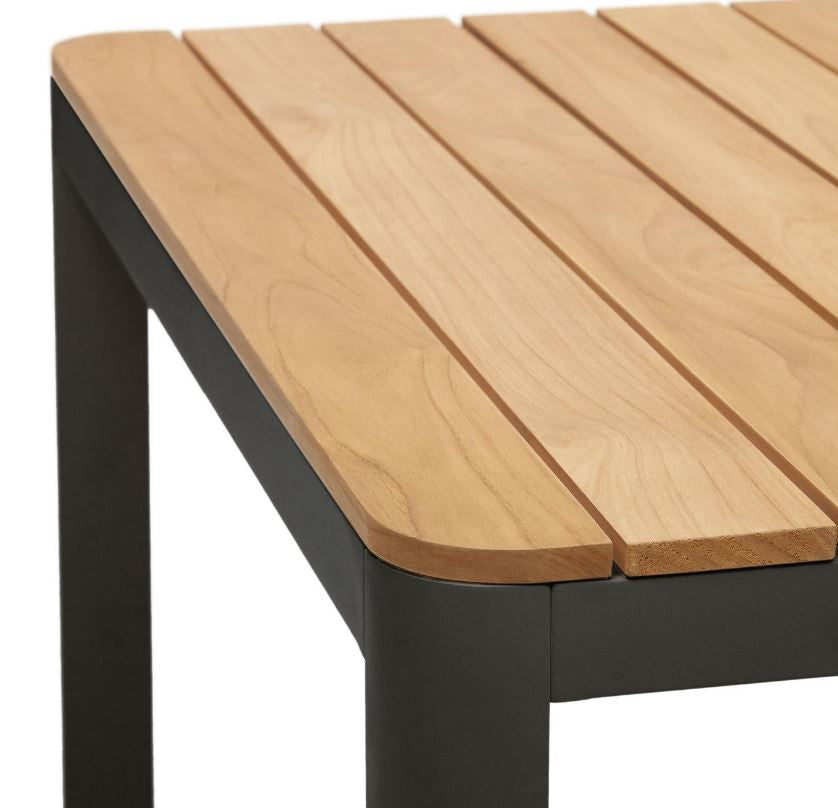 Masa dining exterior maro/neagra din lemn 90x163 cm Bona Kave Home