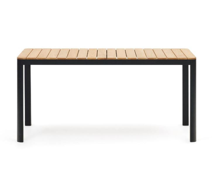 Masa dining exterior maro/neagra din lemn 90x163 cm Bona Kave Home