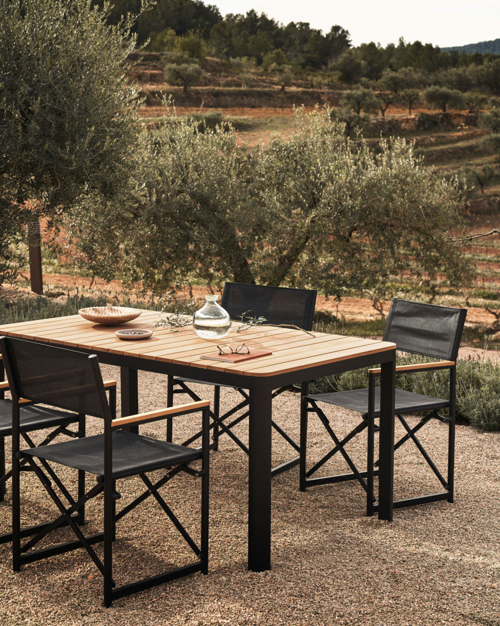 Masa dining exterior maro/neagra din lemn 90x163 cm Bona Kave Home