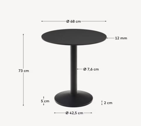 Masa dining exterior maro/neagra din metal 68 cm Esilda Kave Home