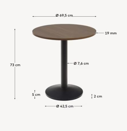 Masa dining exterior maro/neagra din metal 70 cm Esilda Kave Home