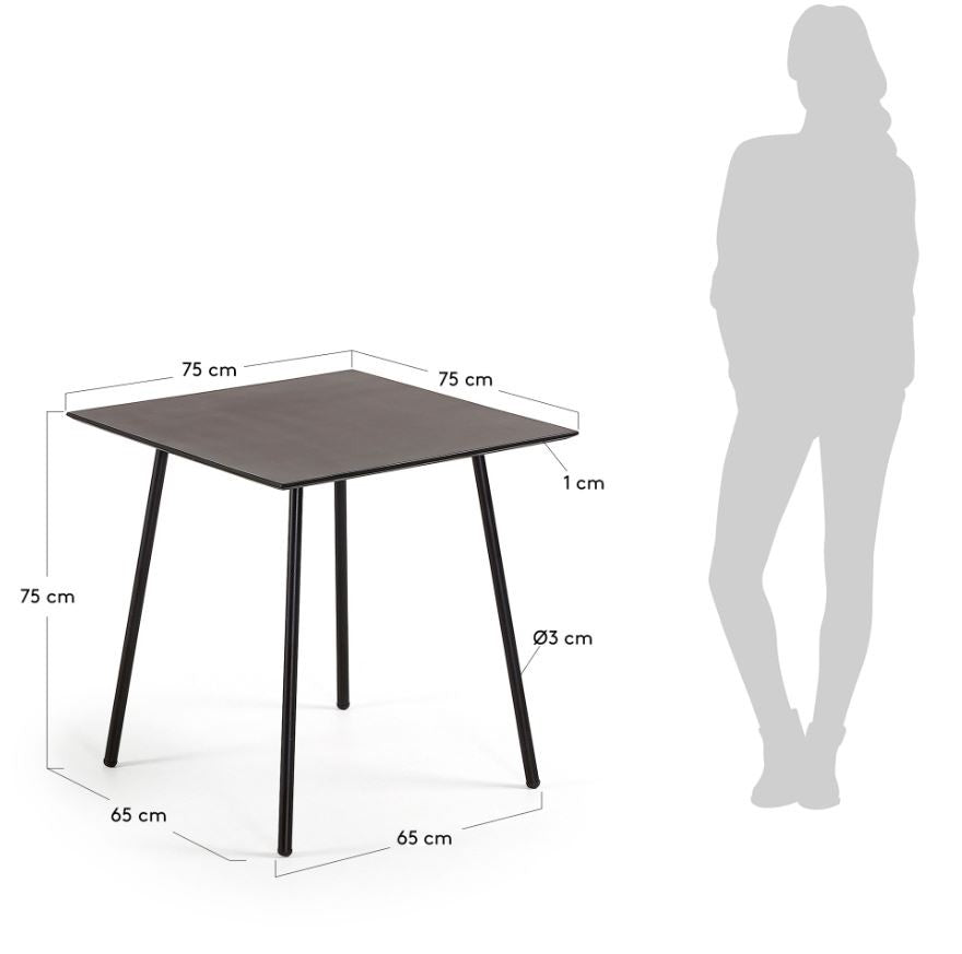 Masa dining exterior neagra din ciment 75x75 cm Mathis Kave Home