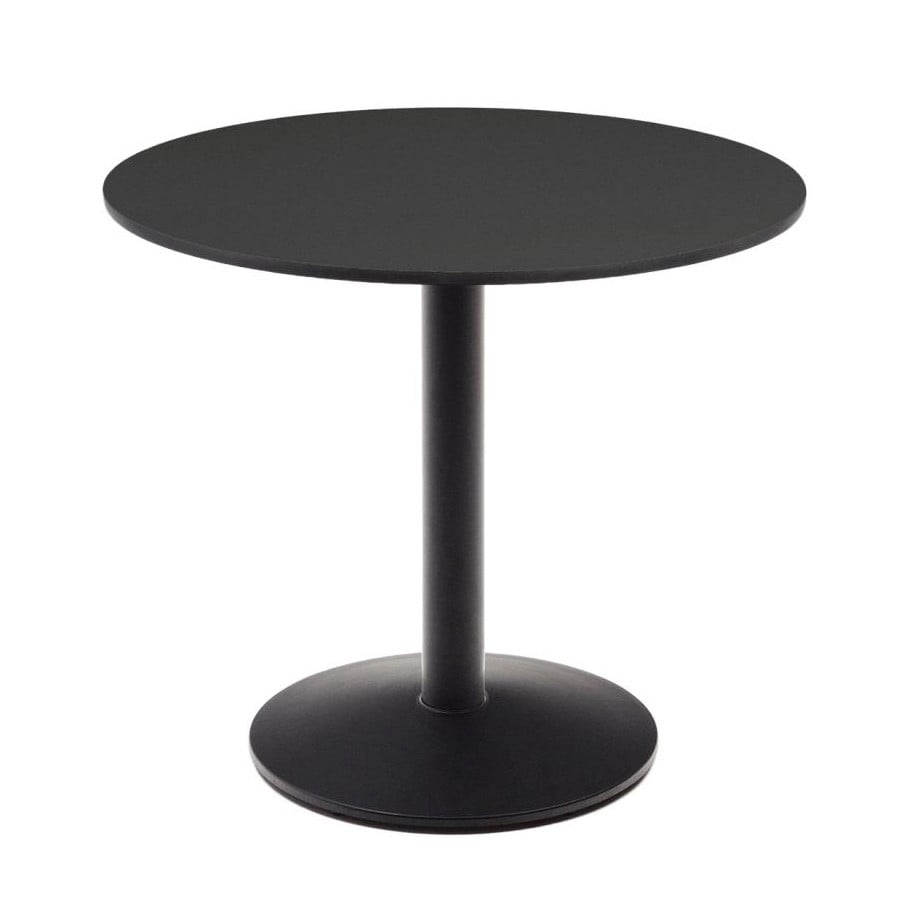 Masa dining exterior neagra din metal 90 cm Esilda Kave Home