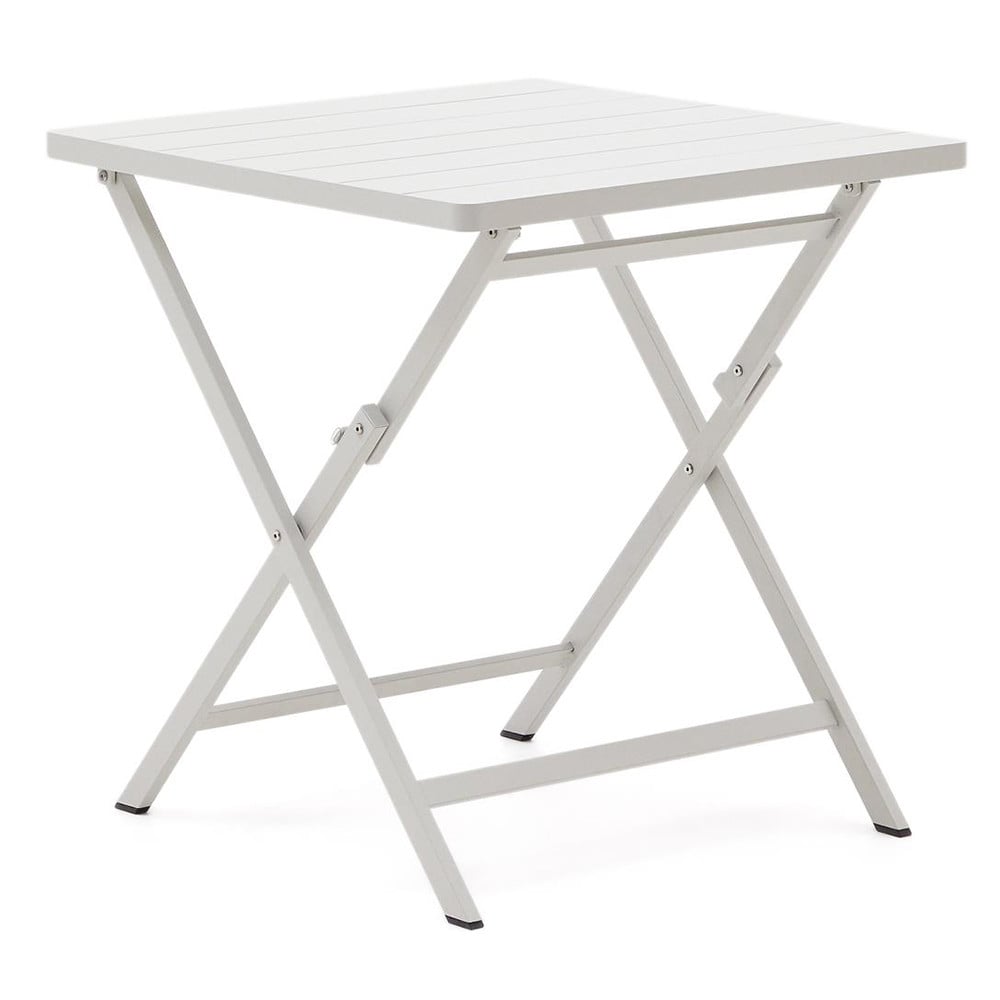 Masa dining exterior pliabila alba din metal 70x70 cm Torreta Kave Home