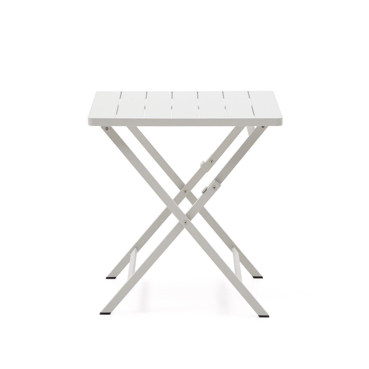 Masa dining exterior pliabila alba din metal 70x70 cm Torreta Kave Home