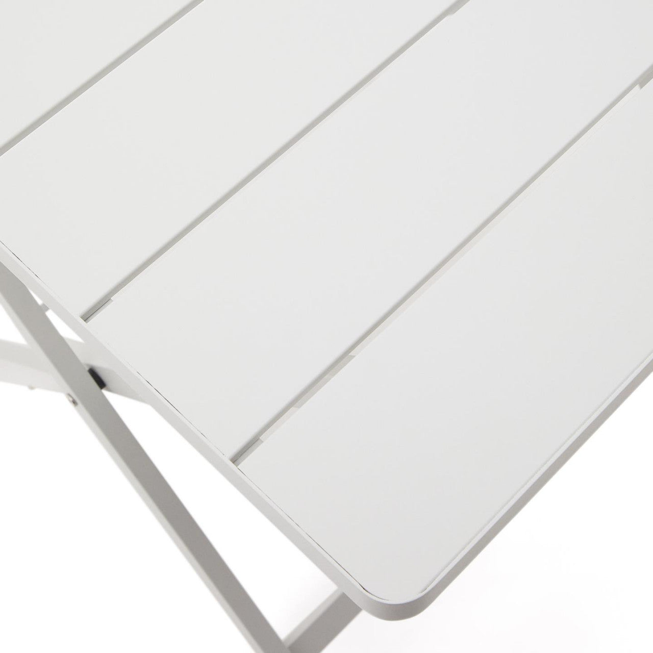 Masa dining exterior pliabila alba din metal 70x70 cm Torreta Kave Home