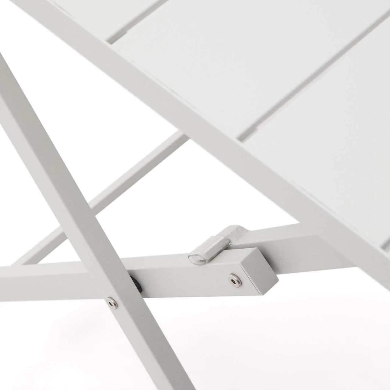 Masa dining exterior pliabila alba din metal 70x70 cm Torreta Kave Home