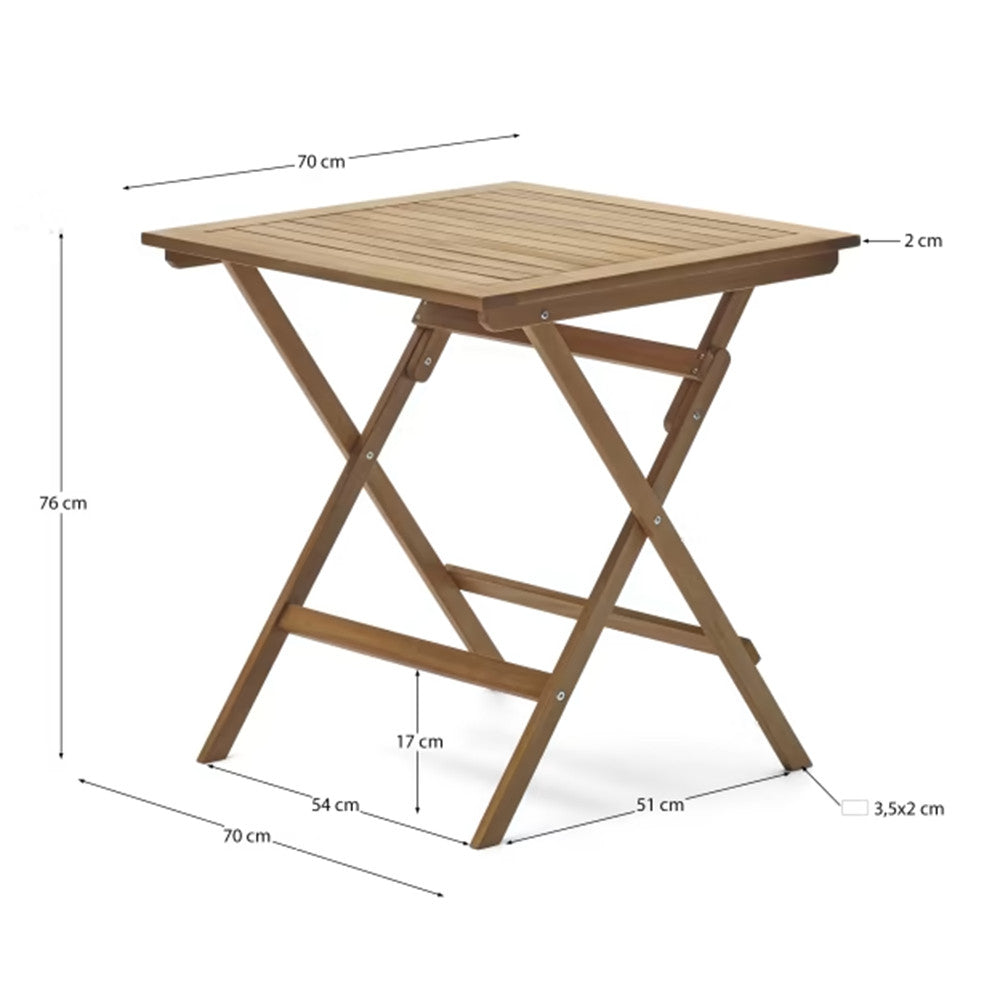 Masa dining exterior pliabila maro din lemn 70x70 cm Sadirar Kave Home