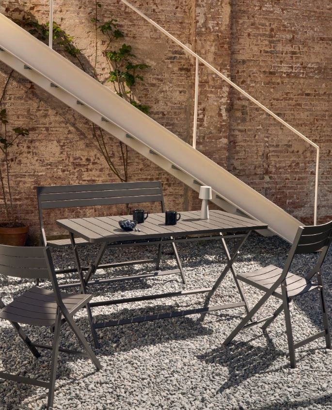 Masa dining exterior pliabila neagra din metal 70x140 cm Torreta Kave Home