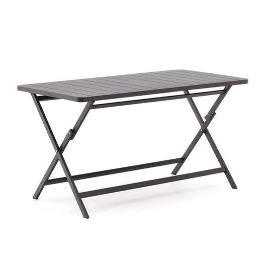 Masa dining exterior pliabila neagra din metal 70x140 cm Torreta Kave Home