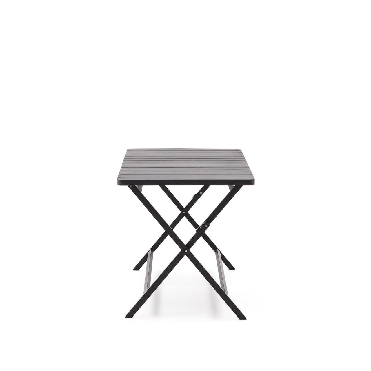 Masa dining exterior pliabila neagra din metal 70x140 cm Torreta Kave Home