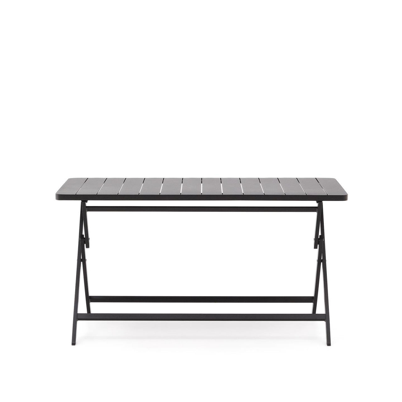 Masa dining exterior pliabila neagra din metal 70x140 cm Torreta Kave Home
