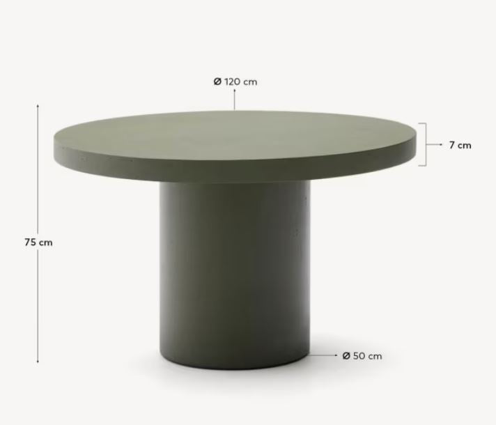 Masa dining exterior verde din ciment 120 cm Aiguablava Kave Home