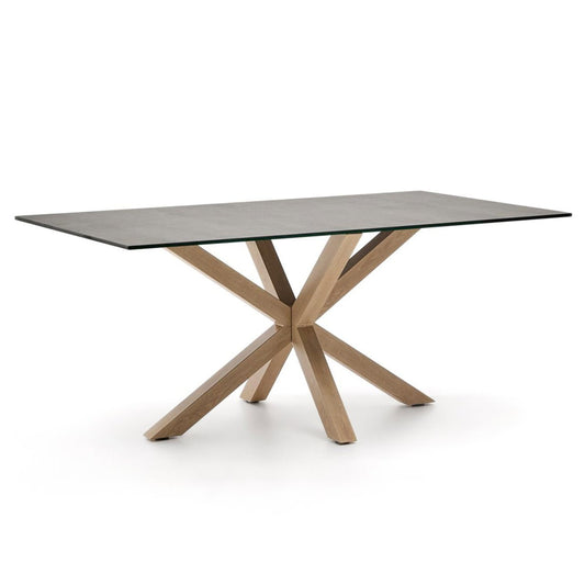 Masa dining gri/maro din metal 100x180 cm Argo Kave Home