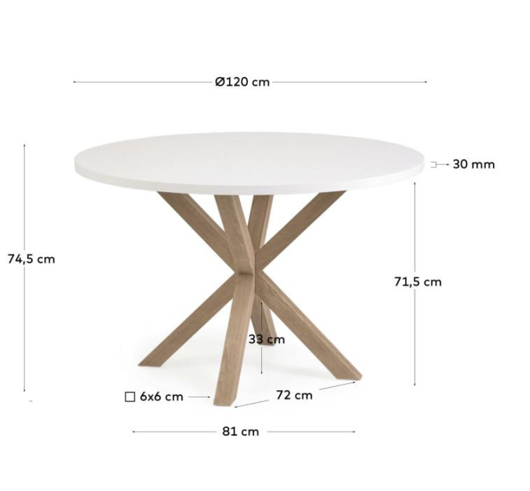 Masa dining maro/alba din metal 119 cm Argo Kave Home