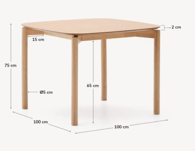 Masa dining maro din lemn 100x100 cm Indara Kave Home