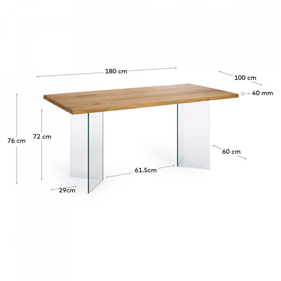 Masa dining maro din lemn 100x180 cm Lotty Kave Home