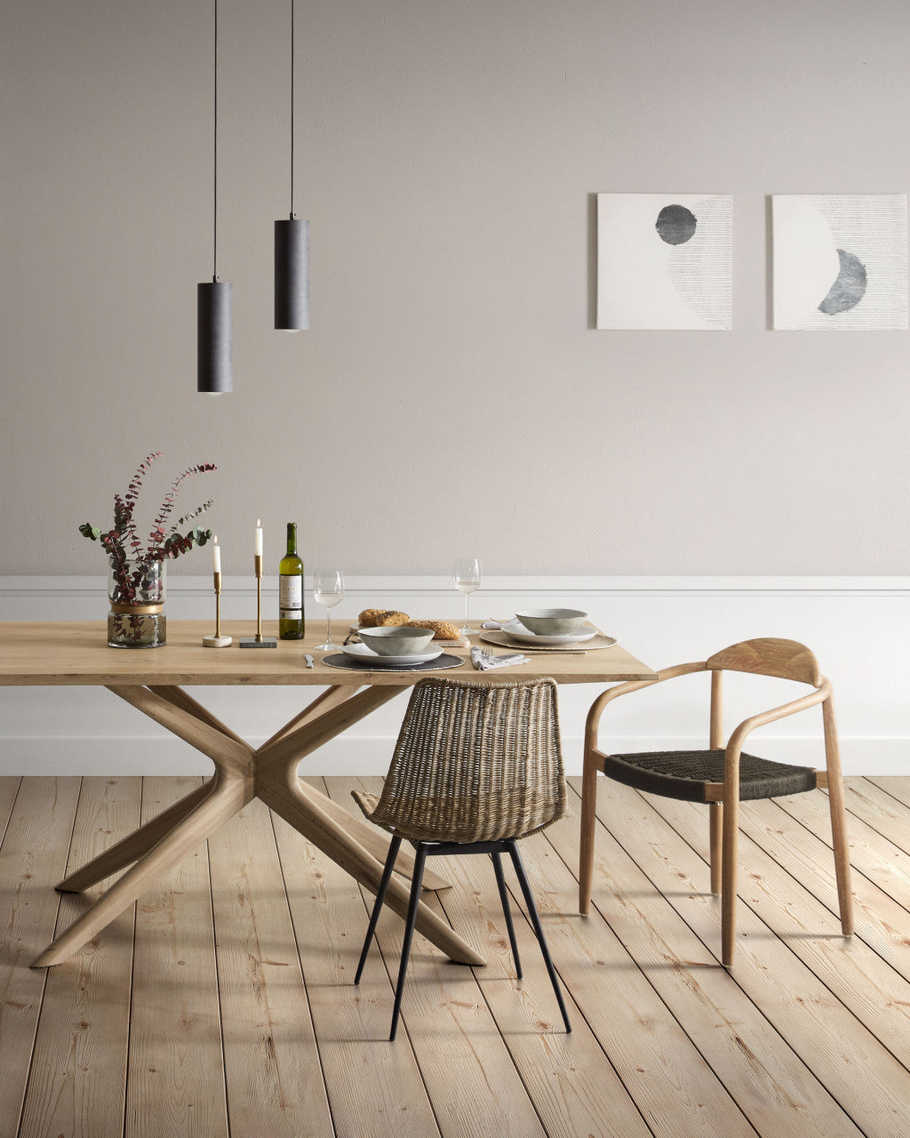 Masa dining maro din lemn 100x200 cm Armande Kave Home