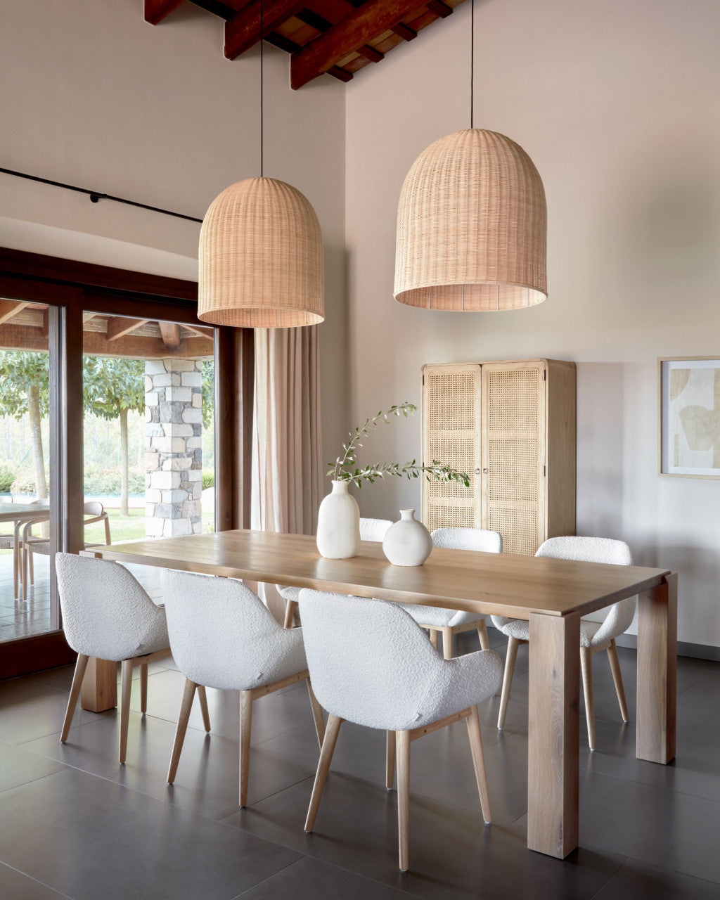 Masa dining maro din lemn 100x200 cm Deyarina Kave Home
