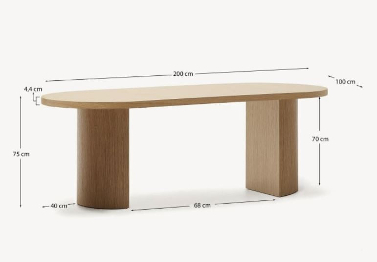 Masa dining maro din lemn 100x200 cm Nealy Kave Home
