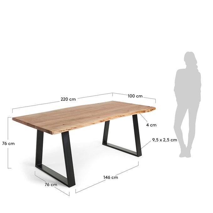 Masa dining maro din lemn 100x220 cm Alaia Kave Home