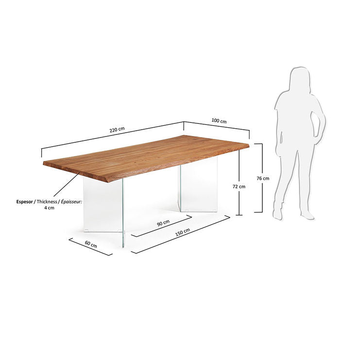 Masa dining maro din lemn 100x220 cm Lotty Kave Home