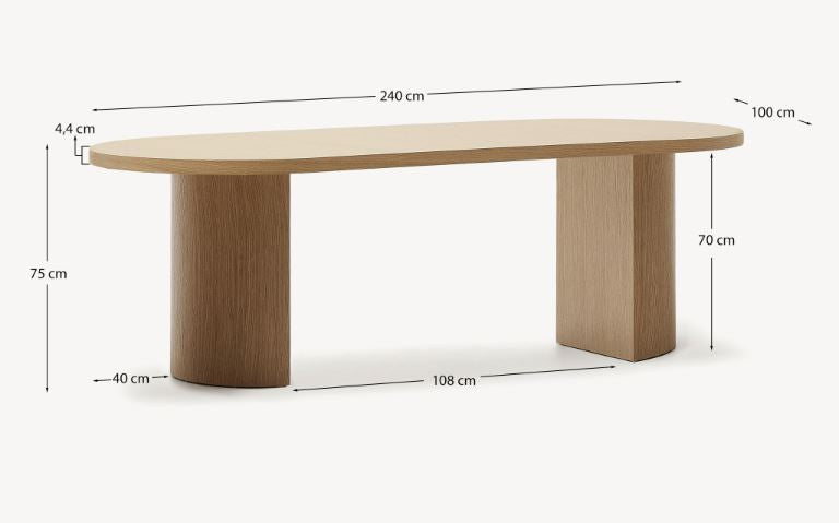 Masa dining maro din lemn 100x240 cm Nealy Kave Home