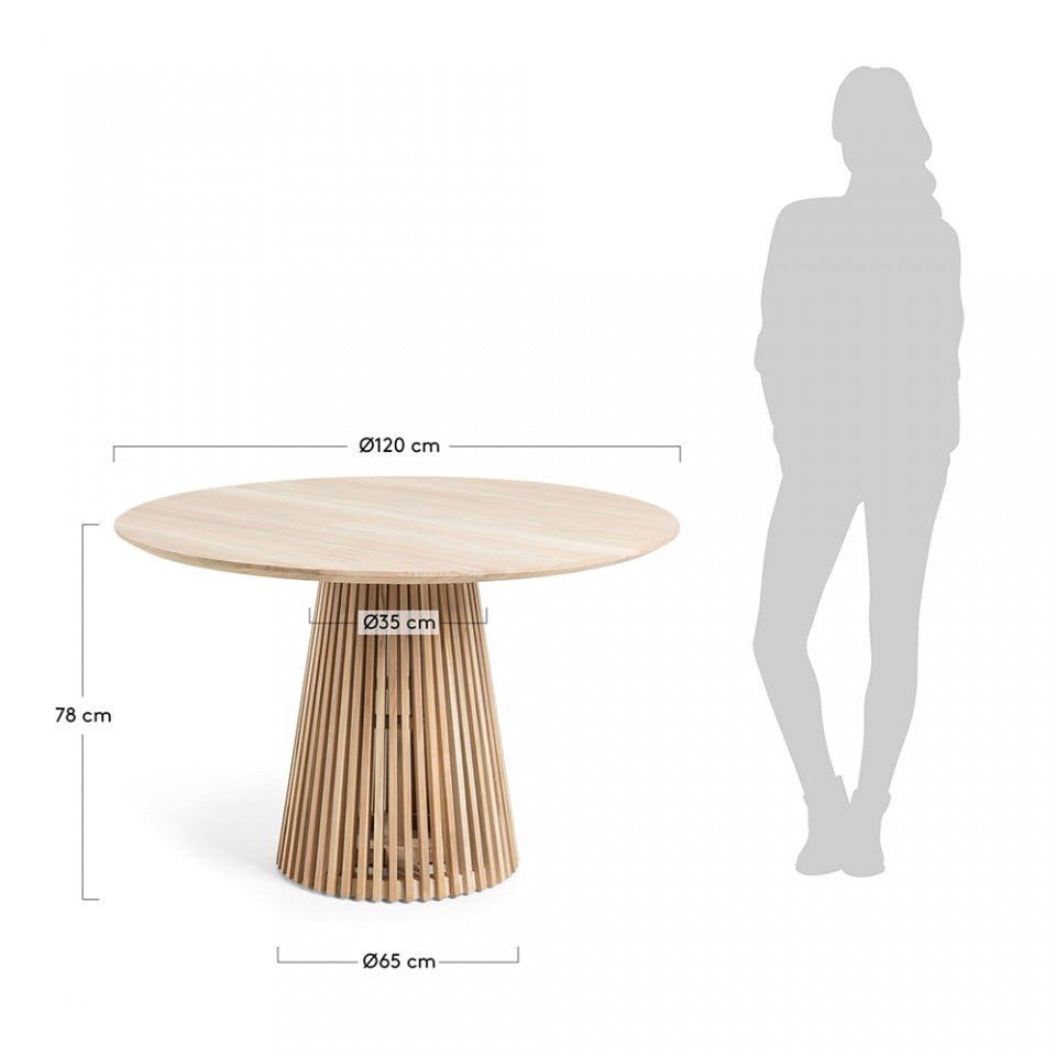 Masa dining maro din lemn 120 cm Jeanette Kave Home