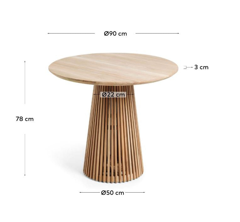 Masa dining maro din lemn 90 cm Jeanette Kave Home