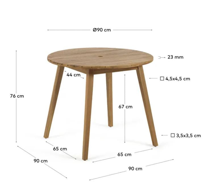 Masa dining maro din lemn 90 cm Vilma Kave Home