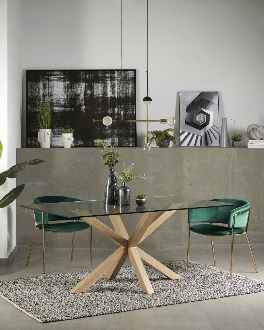 Masa dining maro din sticla 90x160 cm Argo Kave Home