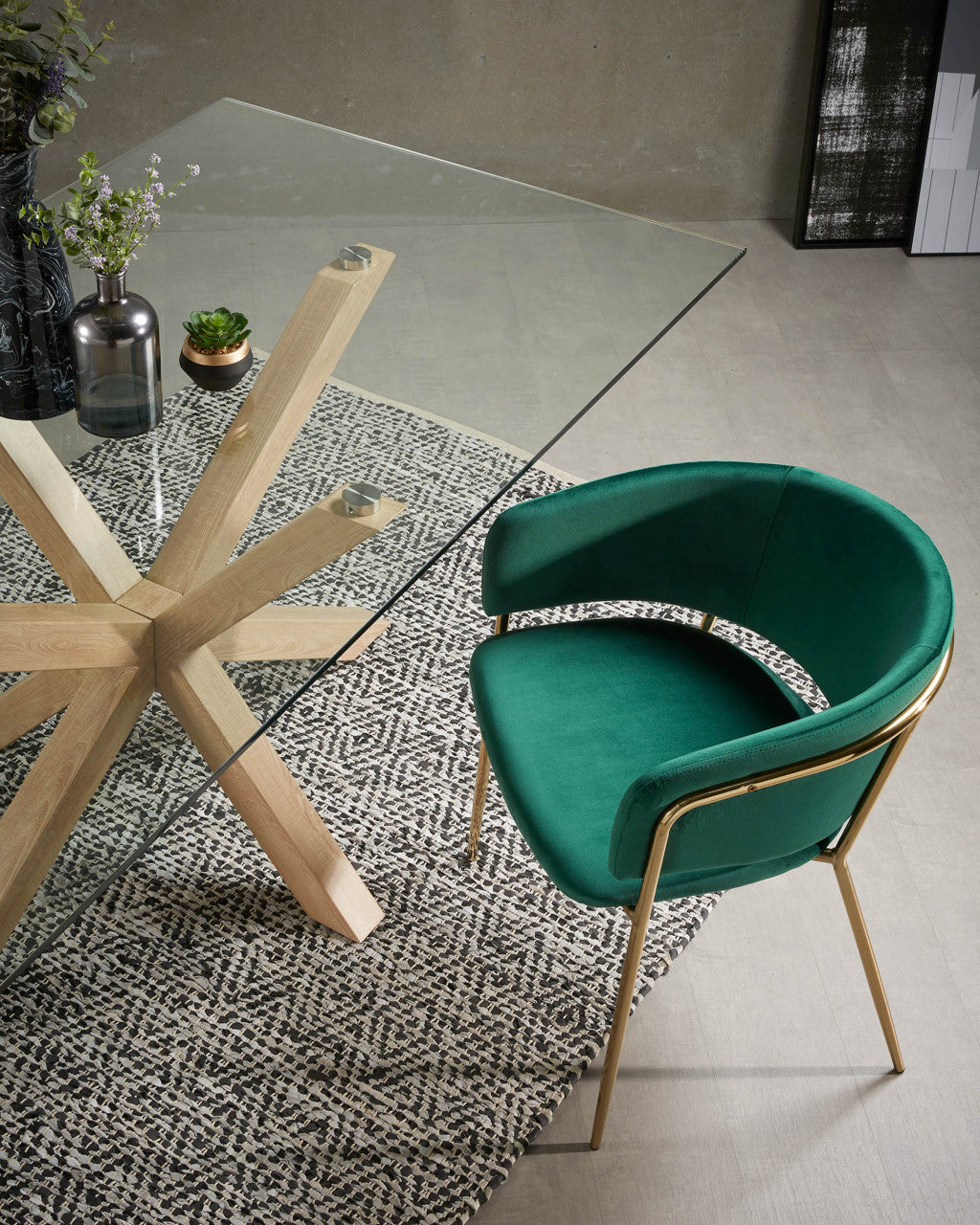 Masa dining maro din sticla 90x160 cm Argo Kave Home
