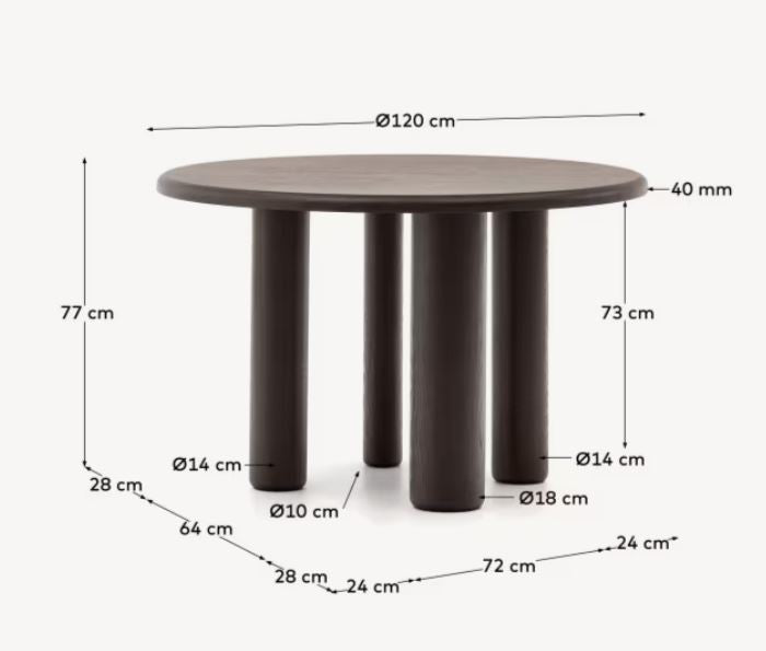 Masa dining maro inchis din lemn 120 cm Mailen Kave Home